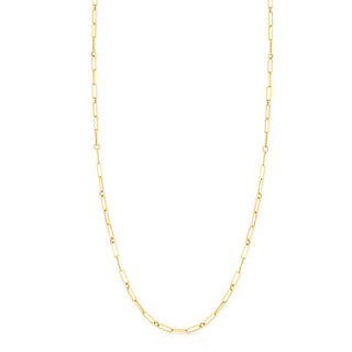 18k Yellow Designer Gold Paperclip & Round Link Necklace thumbnail
