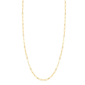 18k Yellow Designer Gold Paperclip & Round Link Necklace