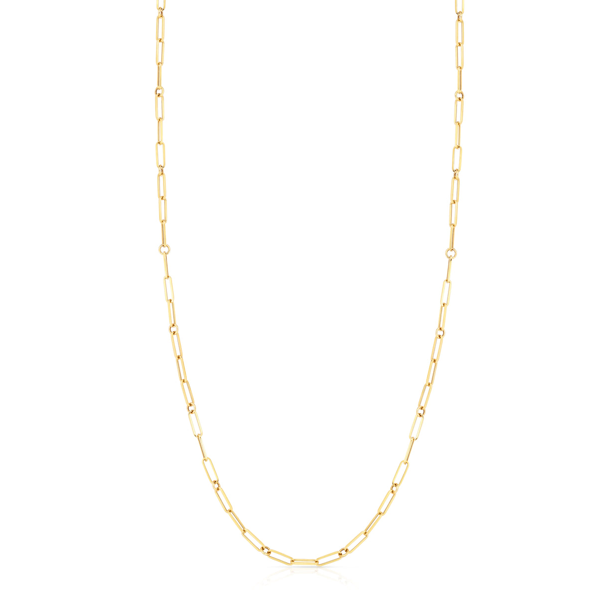 18k Yellow Designer Gold Paperclip & Round Link Necklace