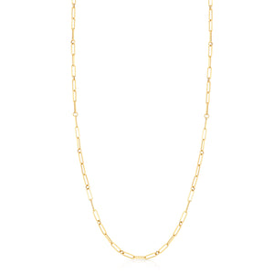 18k Yellow Designer Gold Paperclip & Round Link Necklace