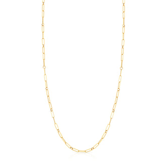 18k Yellow Designer Gold Paperclip & Round Link Necklace thumbnail