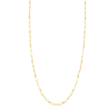18k Yellow Designer Gold Paperclip & Round Link Necklace