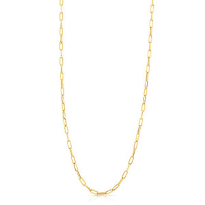 18k Yellow Designer Gold Alternating Polished & Fluted Paperclip Link Necklace