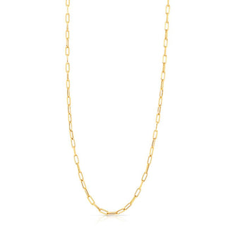 18k Yellow Designer Gold Alternating Polished & Fluted Paperclip Link Necklace thumbnail
