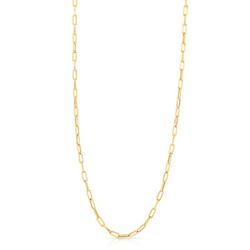 18k Yellow Designer Gold Alternating Polished & Fluted Paperclip Link Necklace