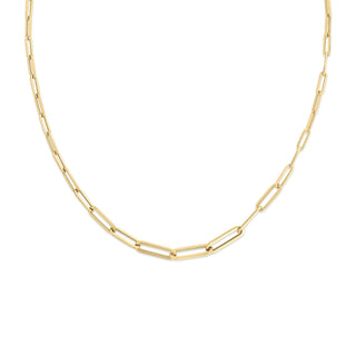 18K Designer Gold Paperclip Link 17 Inch Chain thumbnail