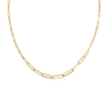 18K Designer Gold Paperclip Link 17 Inch Chain