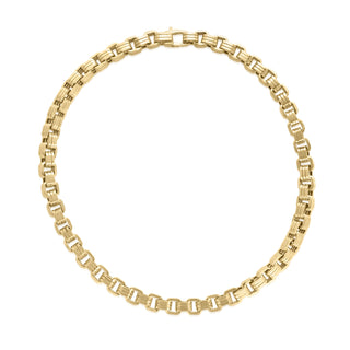 18K Designer Gold Ridged Square Link 24 Inch Chain thumbnail