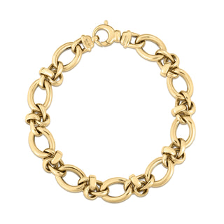 18k Yellow Designer Gold Alternating Mixed Link Bracelet thumbnail