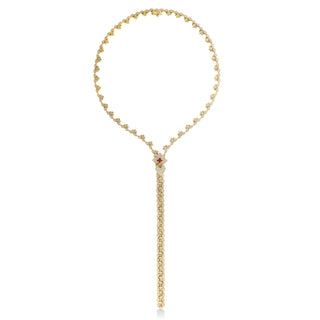 18k Yellow Gold Venetian Princess Diamond & Rubellite Zipper Necklace thumbnail