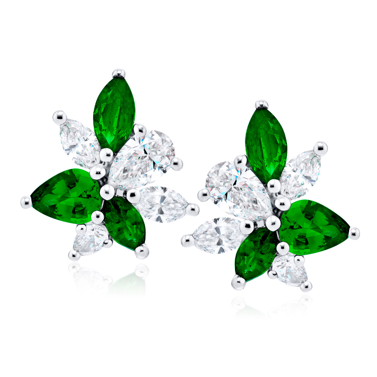 JB Star Platinum Emerald and Diamond Earrings - 5744/003