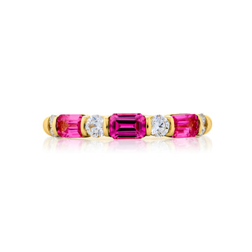 JB Star 18K Yellow Gold Pink Sapphire and Diamond Ring - 5969/015