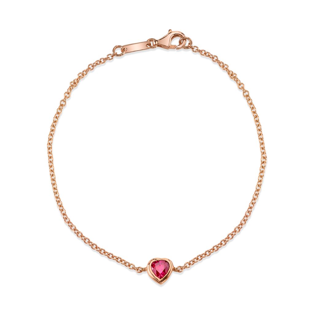 Ruby Heart Chain Bracelet
