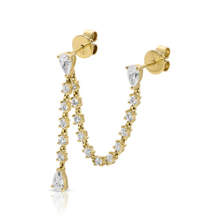 Isla Double Piercing Loop Earring with Diamond Chain Drop thumbnail
