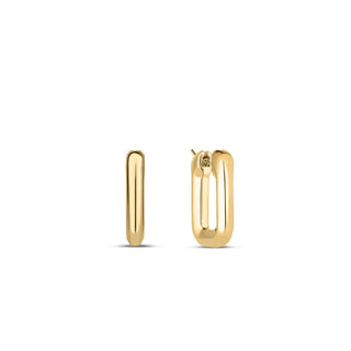 18K Yellow Designer Gold Small Square Hoop Earrings thumbnail
