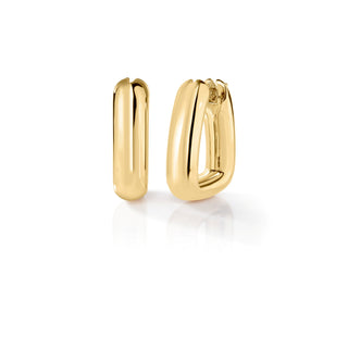18k Yellow Designer Gold Rounded Triangle Hoop Earrings thumbnail