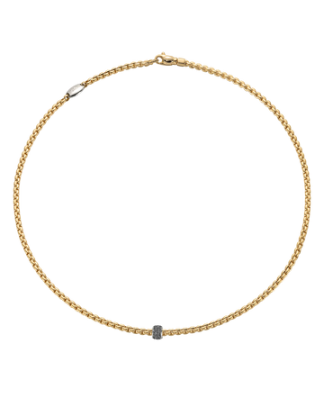Gold necklace with black diamonds