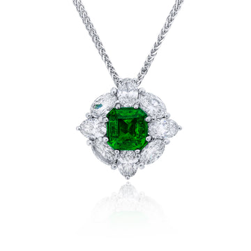 JB Star Platinum Emerald and Diamond Necklace - 7455/015