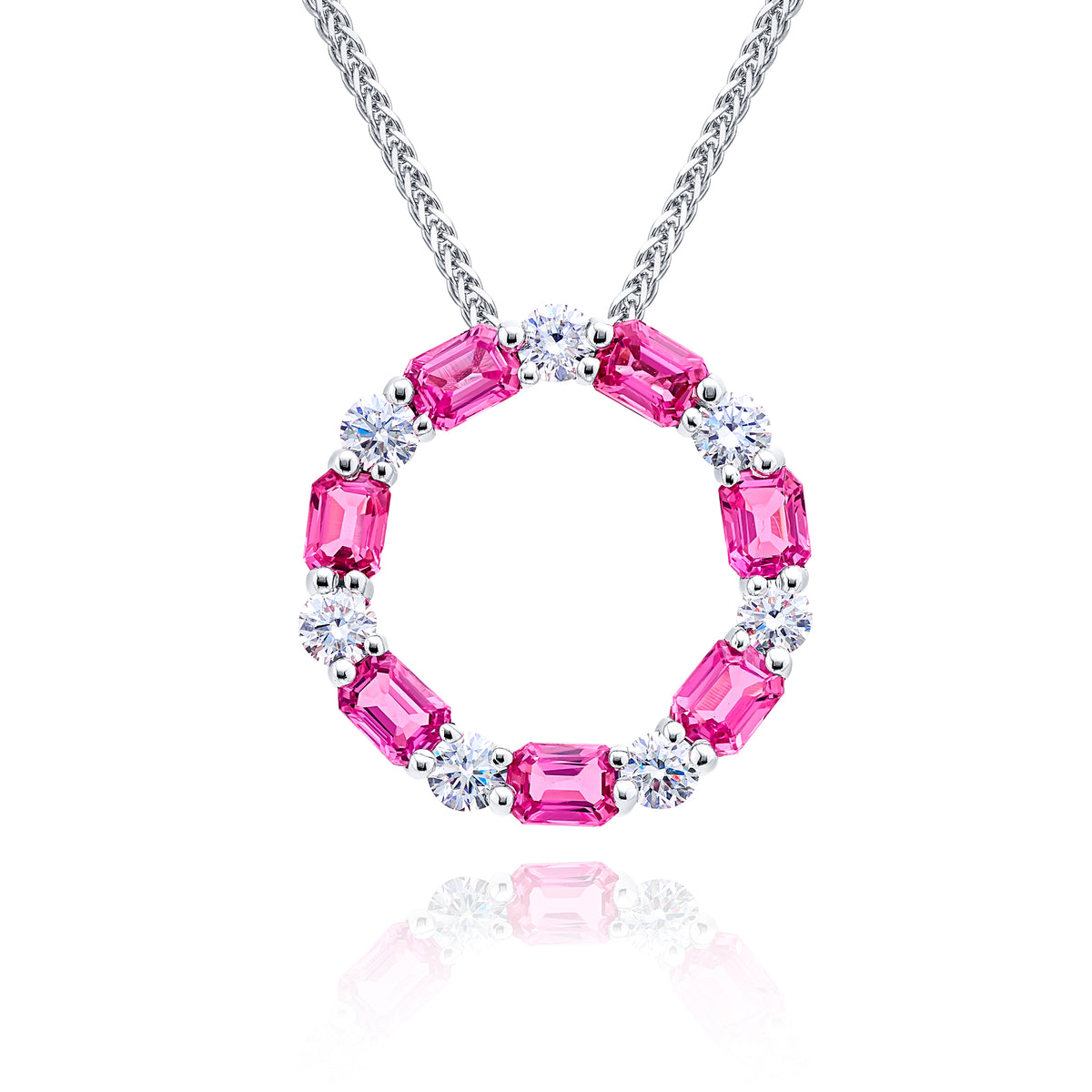 JB Star Platinum Pink Sapphire and Diamond Necklace - 7518/001