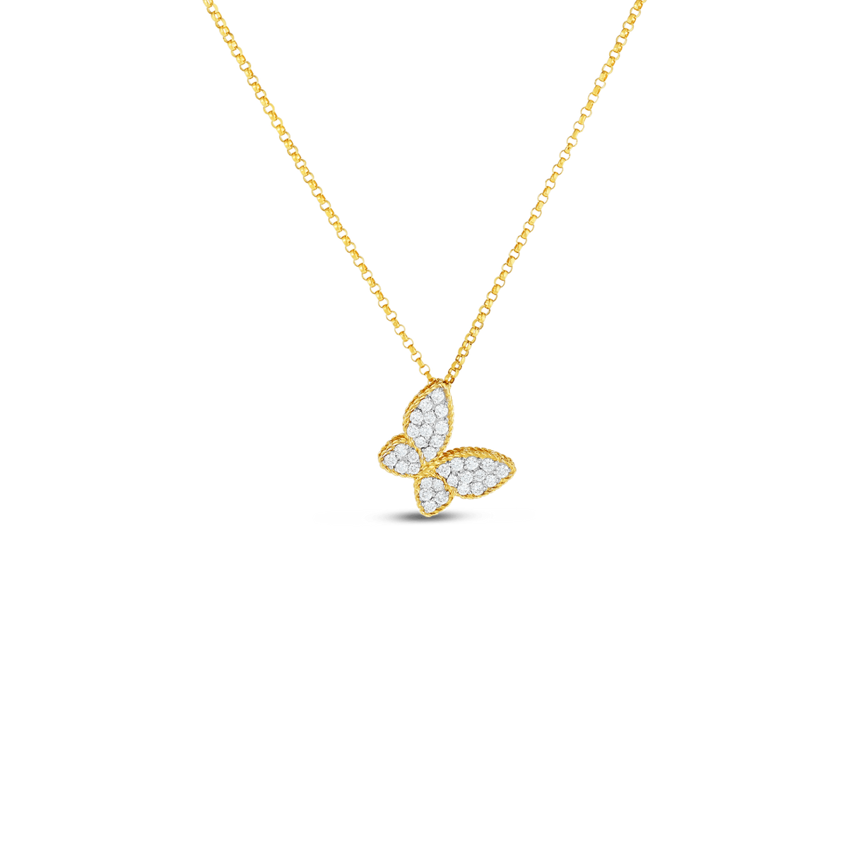 18K Yellow/white Gold Princess Diamond Butterfly Pendant