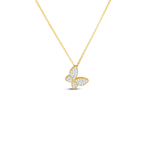 18K Yellow/white Gold Princess Diamond Butterfly Pendant