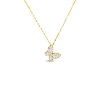 18K Yellow/white Gold Princess Diamond Butterfly Pendant thumbnail
