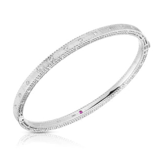 18k White Gold Princess Diamond & Satin Finish Bangle thumbnail