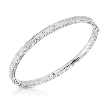 18k White Gold Princess Diamond & Satin Finish Bangle