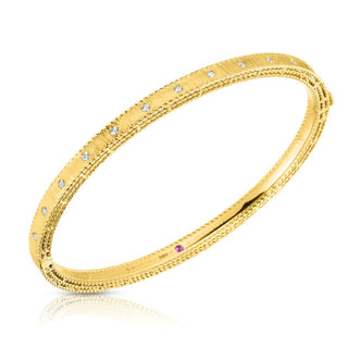 18k Yellow Gold Princess Diamond & Satin Finish Bangle thumbnail