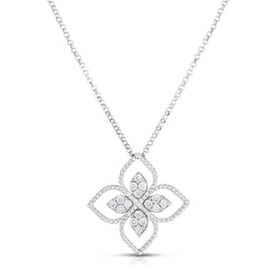 18K Gold Principessa Large Diamond Flower Necklace