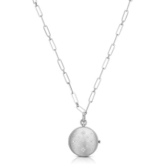 18K Venetian Princess Satin Finish, Diamond Accent Locket On Chain thumbnail