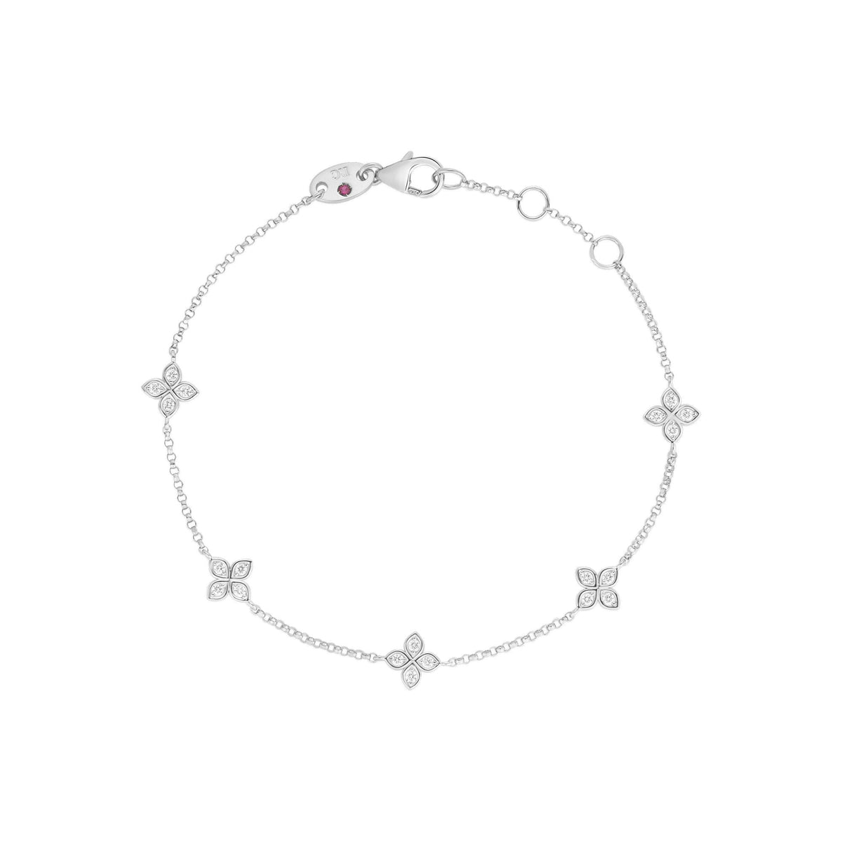 18K White Gold Love By The Inch 5 Station Flower Bracelet