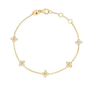 18k Yellow Gold Love By The Inch 5 Station Flower Bracelet thumbnail