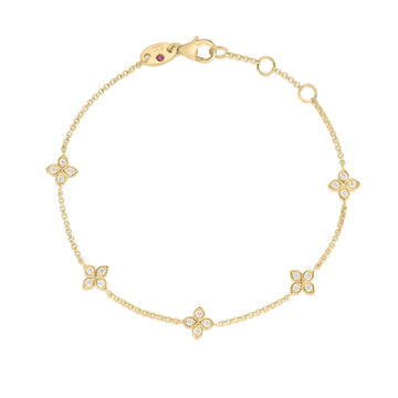 18k Yellow Gold Love By The Inch 5 Station Flower Bracelet