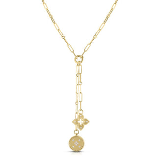 18k Yellow Gold Venetian Princess Double Diamond Medallion Necklace thumbnail