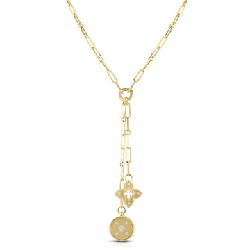 18k Yellow Gold Venetian Princess Double Diamond Medallion Necklace