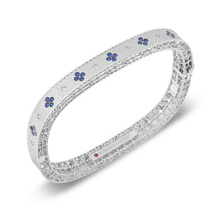 18k White Gold Venetian Princess Diamond And Blue Sapphire Bangle thumbnail
