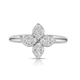 18k White Gold Love In Verona Medium Pave Diamond Flower Ring thumbnail