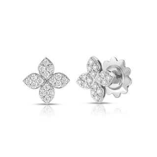18k White Gold Love In Verona Medium Pave Diamond Flower Stud Earrings thumbnail