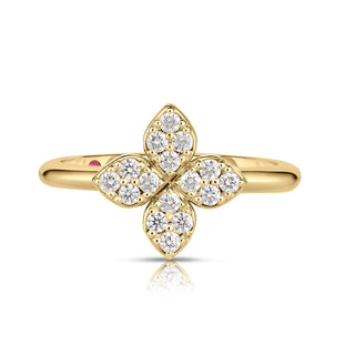 18K Yellow Gold Love In Verona Medium Pave Diamond Flower Ring thumbnail