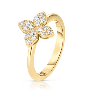18K Yellow Gold Love In Verona Medium Pave Diamond Flower Ring thumbnail