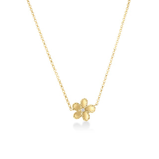 18k Yellow Gold Jasmine Diamond & Polished Finish Small Flower Necklace thumbnail