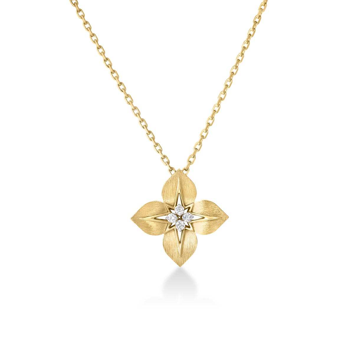 18k Yellow/white Gold Princess Star Medium Diamond Star Necklace