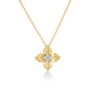 18k Yellow/white Gold Princess Star Medium Diamond Star Necklace thumbnail