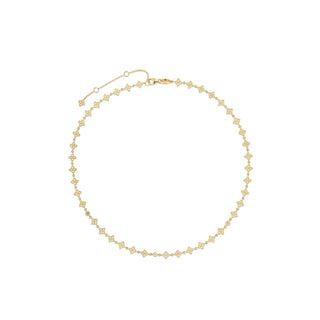 18K Yellow Gold Princess Flower Diamond & Flower Link Necklace thumbnail