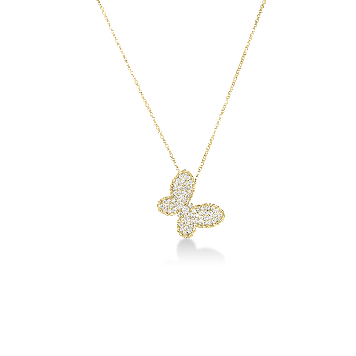 18k Yellow Gold Jasmine Pave Diamond Butterfly Necklace