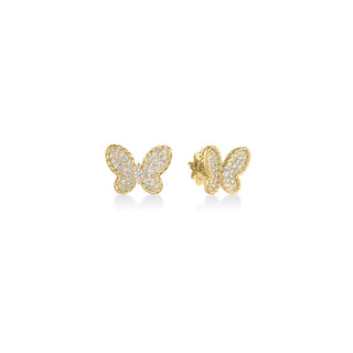 18k Yellow Gold Jasmine Pave Diamond Butterfly Stud Earrings thumbnail
