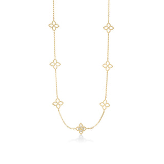 18k Yellow Gold Princess Flower Station Necklace thumbnail