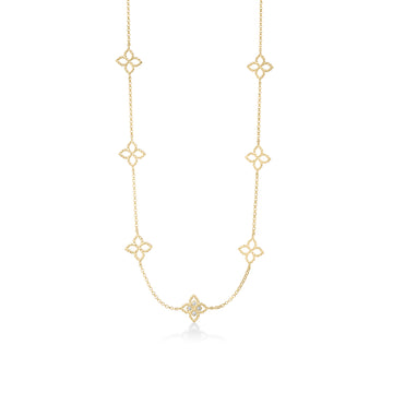 18k Yellow Gold Princess Flower Station Necklace