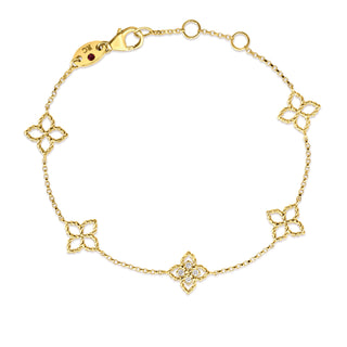 18k Yellow Gold Princess Flower Station Bracelet thumbnail